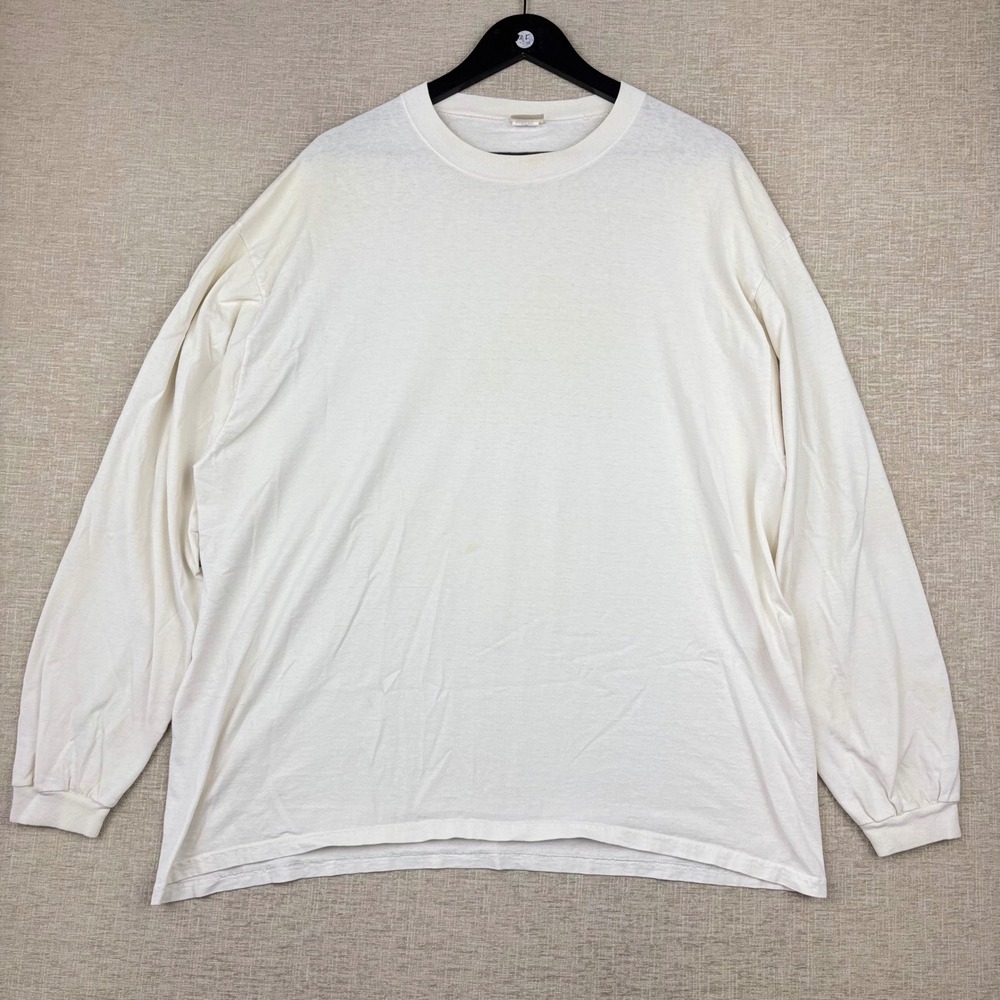 Vintage 90s GreatLand White Long Sleeve T-Shirt Mens XL Made in USA Cotton